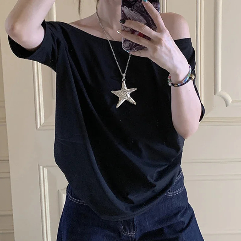 Tshirts Women Solid Simple Summer Casual Cleanfit Short Sleeve Allmatch Young Girls Streetwear Y2k Top Aesthetic Clothes Ins 251027