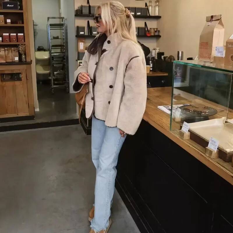 winter jacket women Women Faux Bomber Winter Fur Teddy Jacket Woman Fashion Cropped Jackets Duffle Coat New In Outerwear