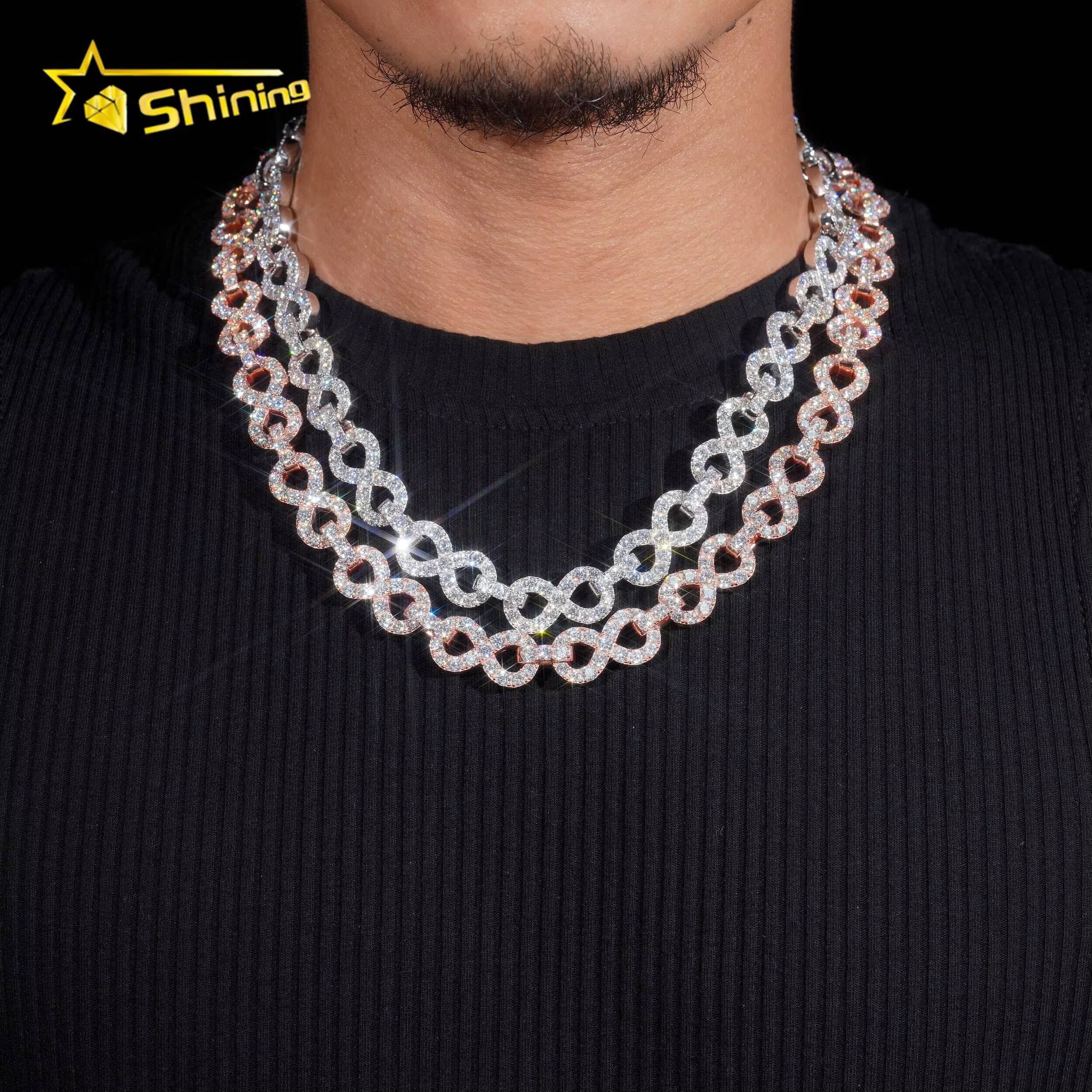 Sterling Silver 925 Fine Jewelry Pass Diamond Vvs Moissanite Hip Hop Iced Out Jewelry Lab Diamond Cuban Link Chain