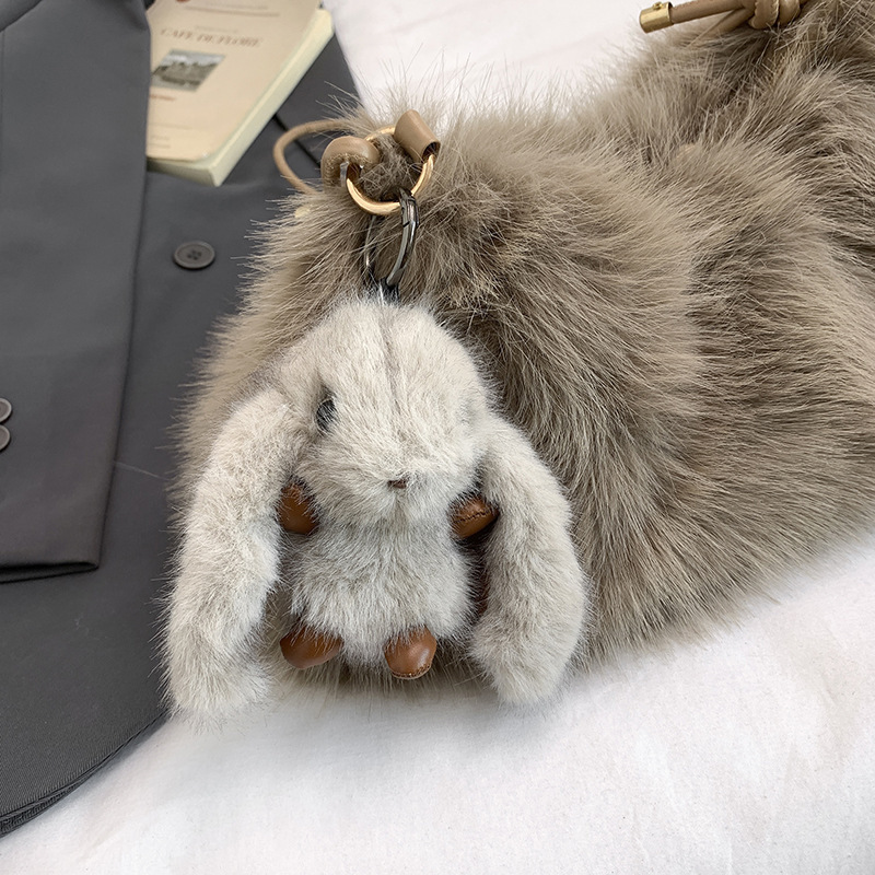 Designer's autumn and winter new fashion cute women's fur leather bag large capacity high-end sense shoulder bag fur plush crossbody bag wom