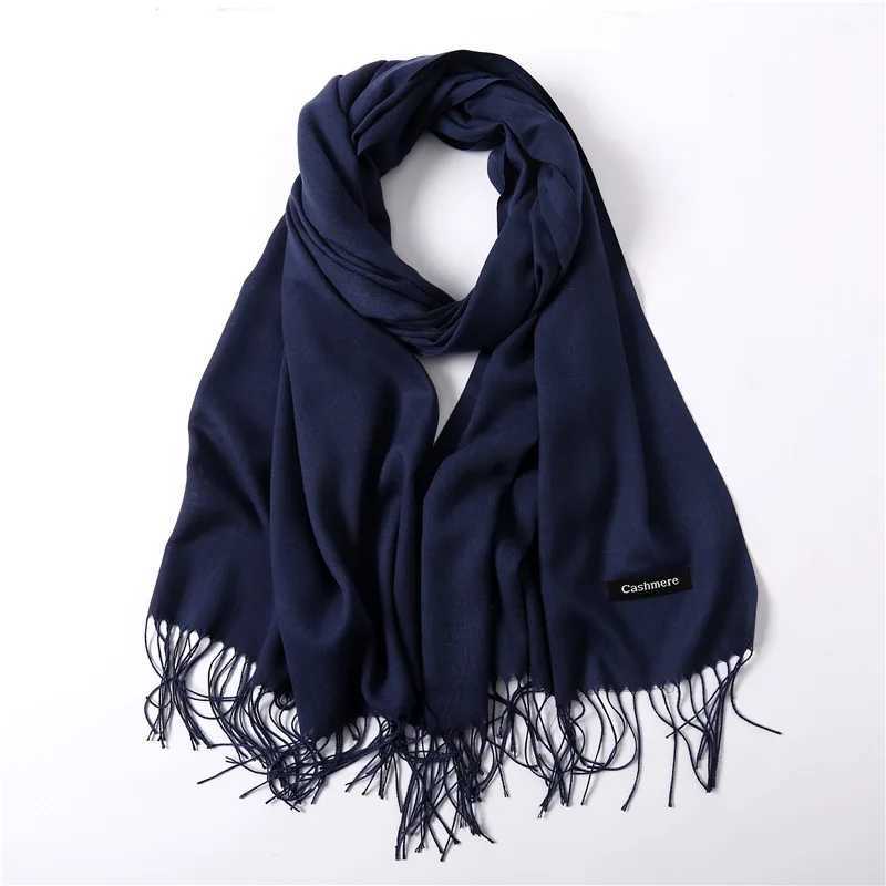 Fashion Solid Scarf Wen Cashmere Soft Winter Warm Scarves Hijab Fa Long band Shawl Wraps Bandana Foard 2022 EcharpeW251027