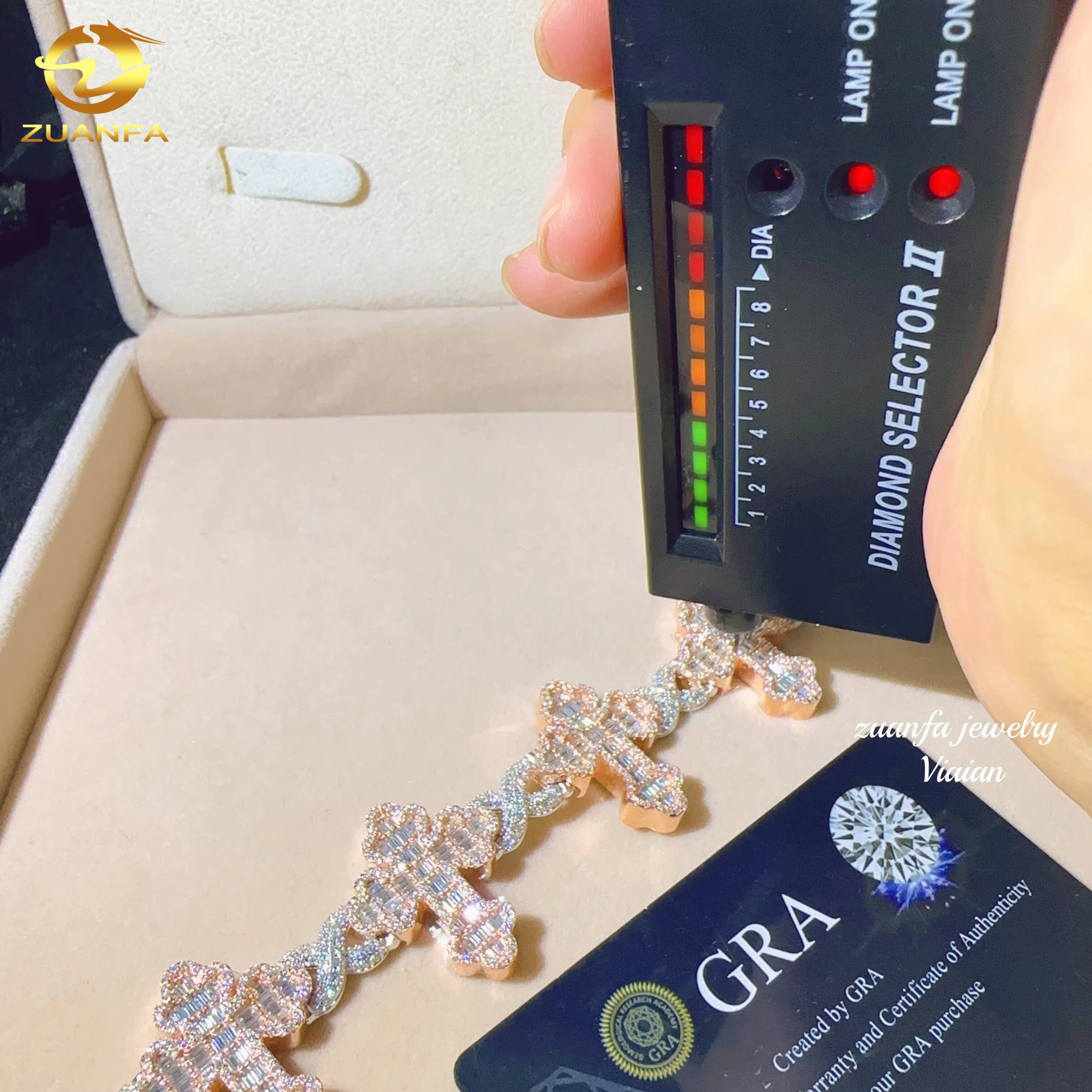 Fashion Fine Jewelry Sterling Silver 925 Vvs Moissanite Lab Diamond Hip Hop Iced Out Jewelry 12mm Cuban Link Chain Bracelet Men