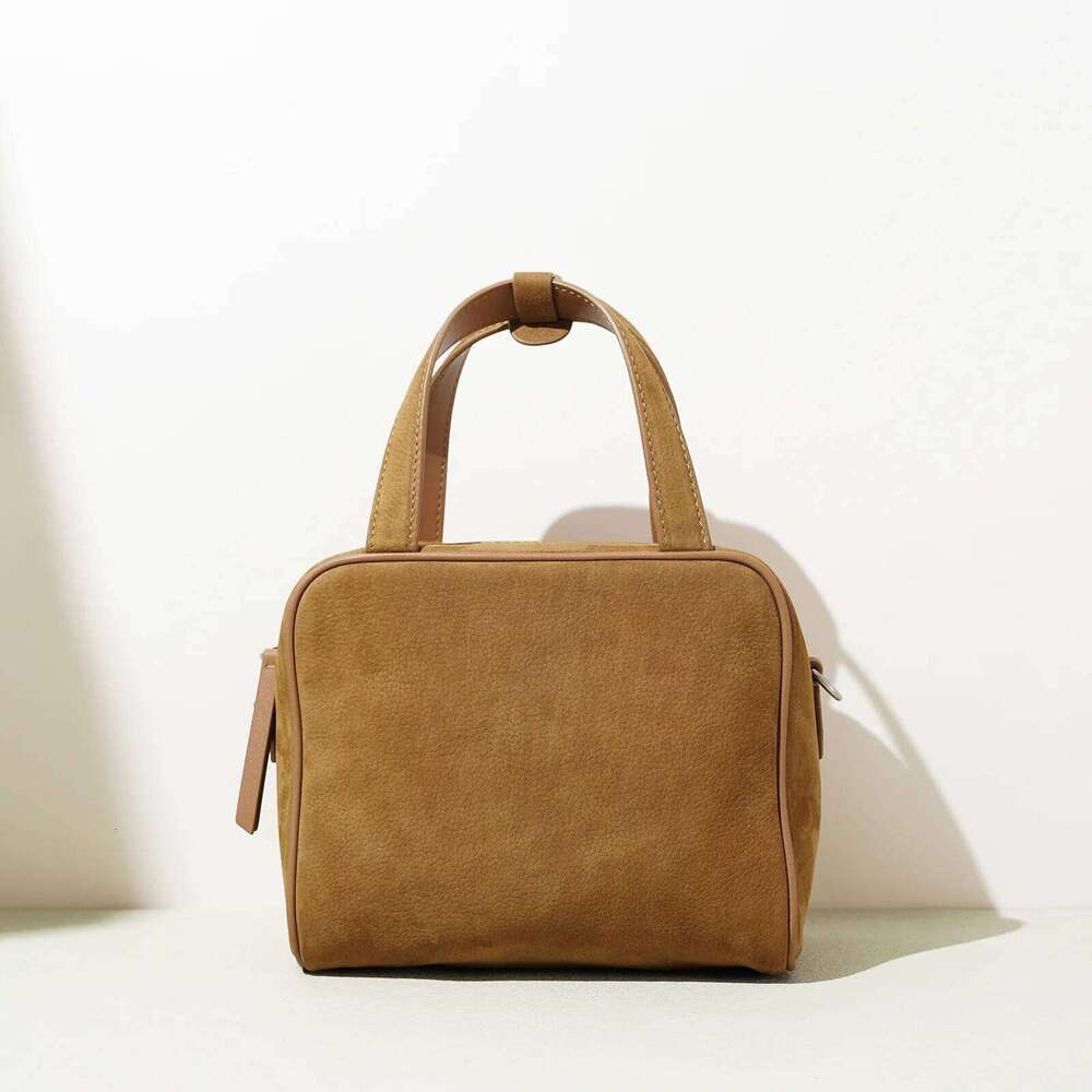 Designer Luxury New Top Grain Nubuck Leather Bowling Crossbody Shoulder Bag Unique Design Structured Box Women S Zipper Pack Versatile