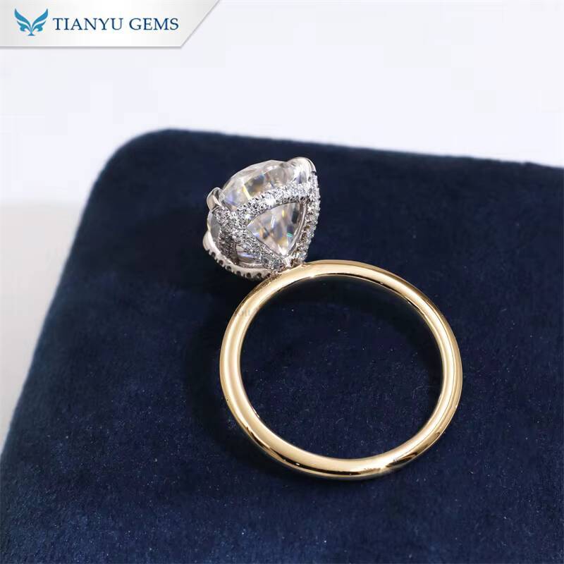 Tianyu DVVS 15x9mm Pear Old European Cut Moissanite Diamond Rings 10K 14K 18K Silver 925 Wedding Engagement Ring