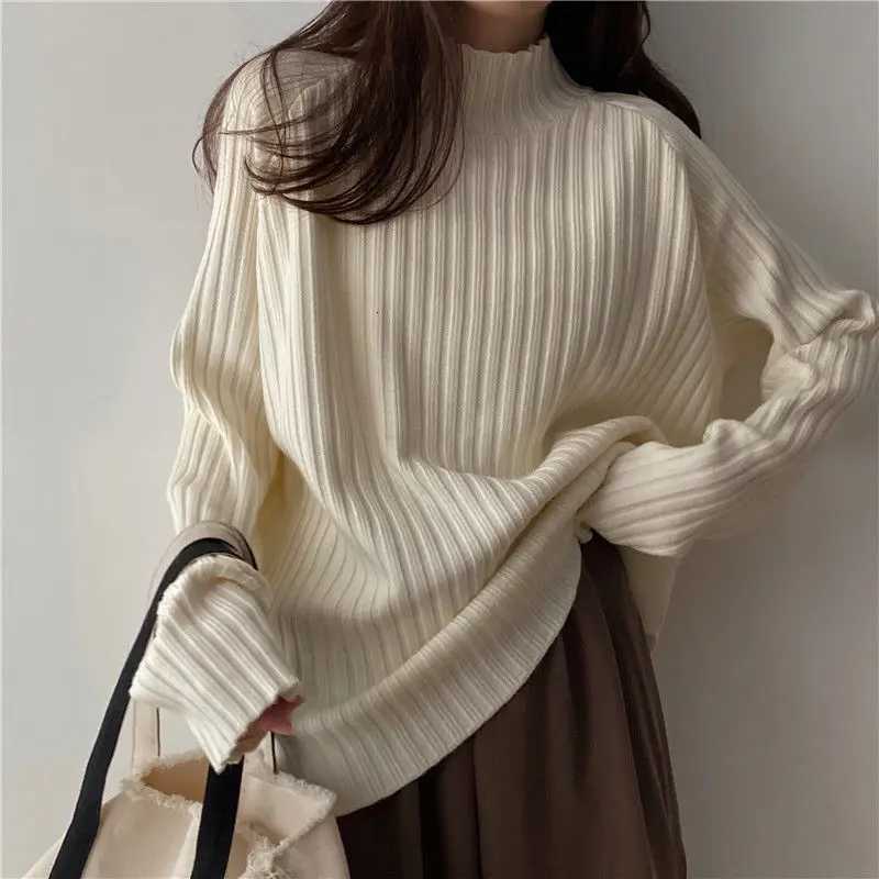 2025 Multicolor Turtleneck Knitted Sweater Women New Long Sleeved Loose Pullover Sweaters Autumn Winter FashionT251027