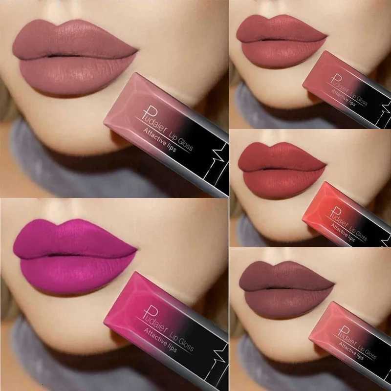 Waterproof Nude Matte Velvet Glossy Lip Gloss Lipstick Lip Balm Sexy Red Lip Tint 2 Colors Women Fashion Makeup Lipstick Tube W251027