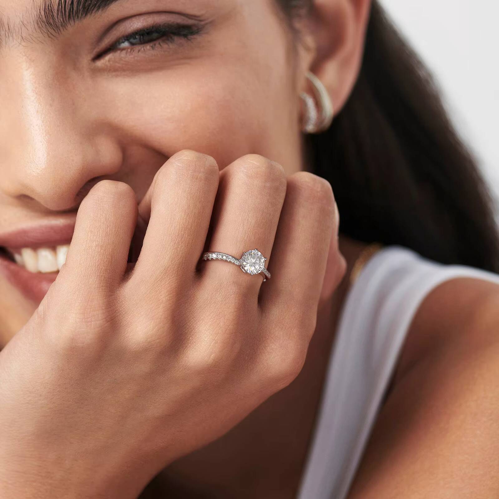 Womens Solitaire Engagement Moissanite Promise Rings GRA Diamond VVS1 Wedding Bands 925 Sterling Silver Moissanite Jewelry Ring