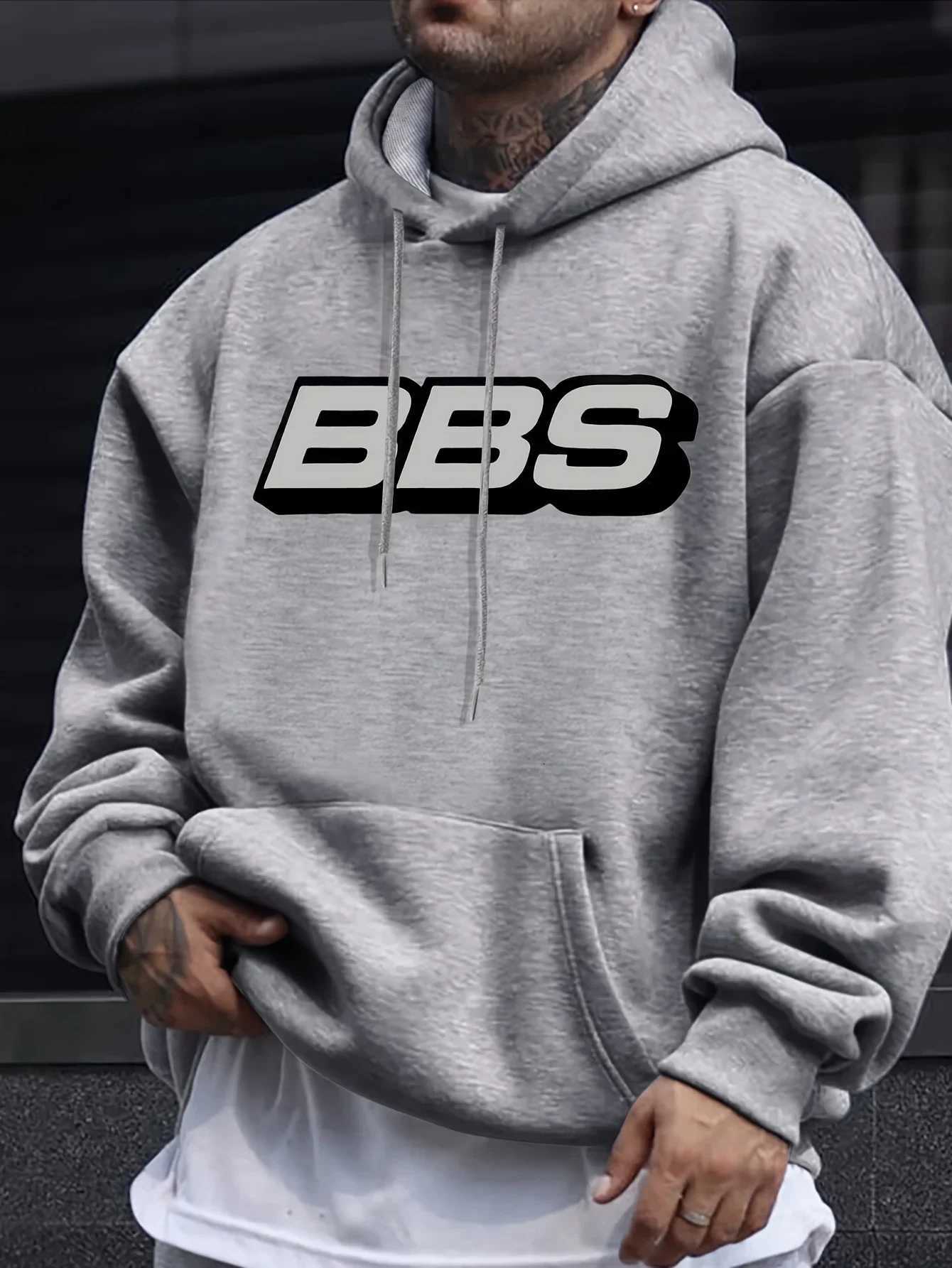 BBS Mens Casual Hoodie Fashion Longsleeved Loose Casual Hooded Sweatshirt W251027
