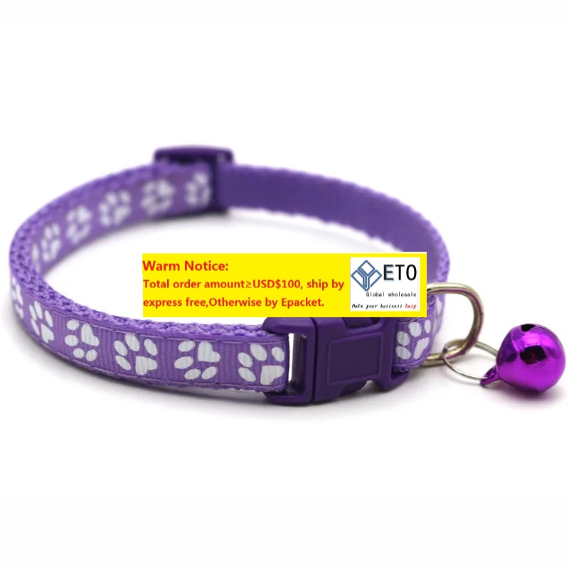 Multicolor Cute Dogs Cat Bell Positioning Collars Teddy Bomei Dog Cartoon Footprint Adjustable Buckle Collar Leads Necklace Pet Supplies ZZ