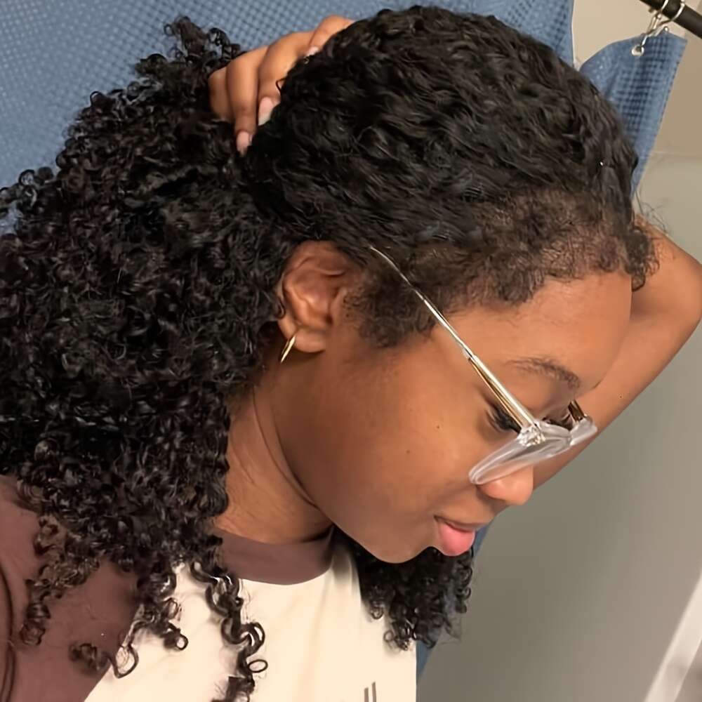 Brazilian Human Wig Afro Kinky Curly 13X4 Transparent Lace Front With Pre-Plucked Hairline Hair - 180% Density 8-16 Inch Lengths Small For & Men, Adju