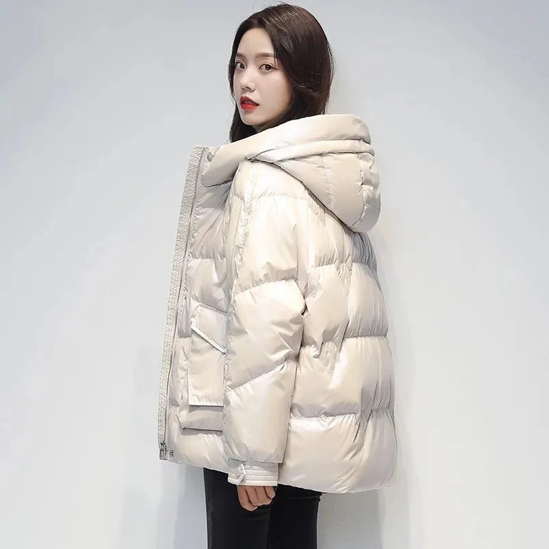 Down Cotton Jacket Hooded Short Comfortable Womens Winter Parka Ladies Coat Versatile Loose Casual Fashion Female 251027