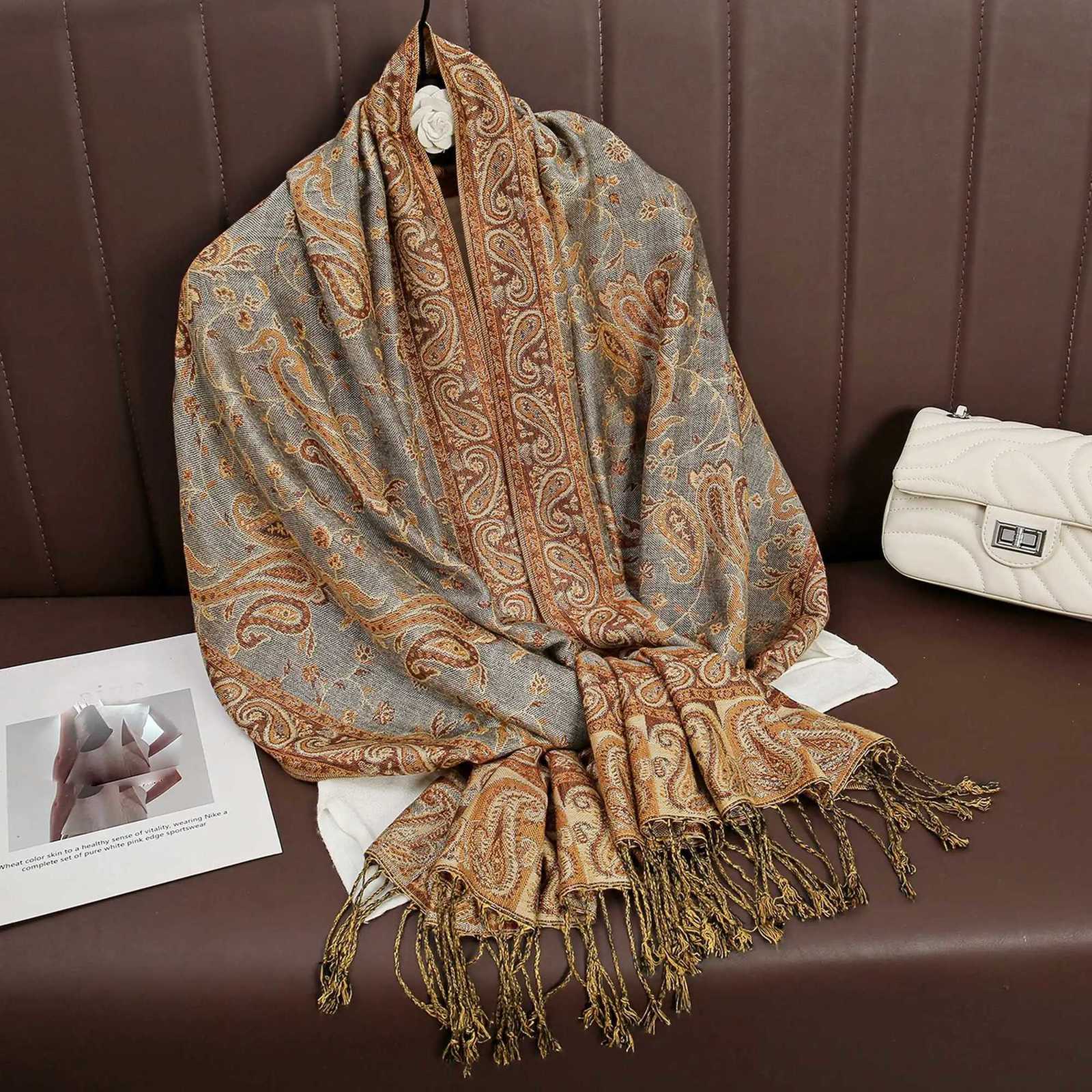 Luxury Brand Autumn Cashmere Pashmina Shawl Lady Wrap Warm Winter Scarves Design Print Fa Foard Cotton Stos Scarf 2023W251027