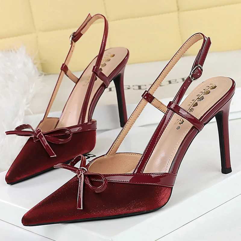 BIGTREE Shoes Luxury Women Pumps Bowknot High Heels 9 CM Stiletto Hollow out hook strap High heeled Sandals Summer Shoes WomenXJ251027