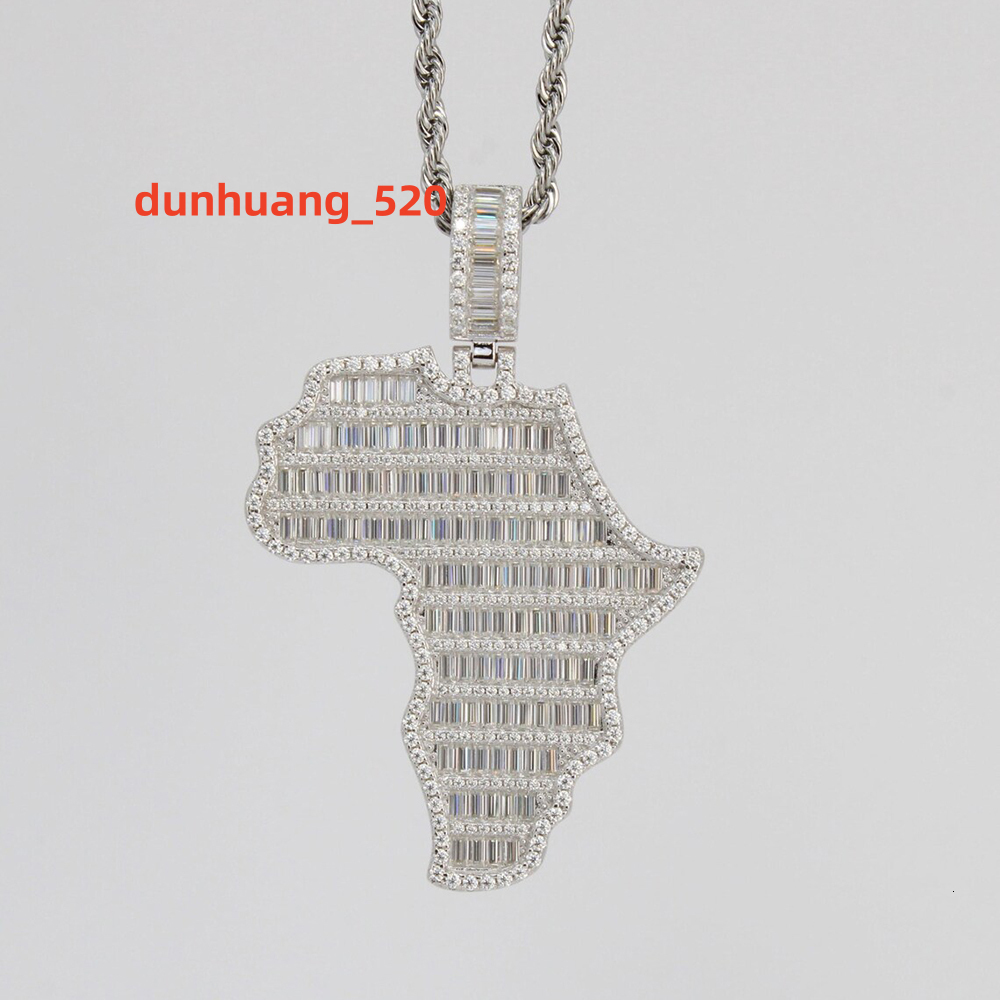Wholesale Custom Moissanite Pendant 925 Sterling Silver Africa Map Pendant Necklace Moissanite Pendants Charms