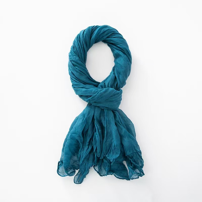 T2179 summer new solid color gradient cotton monochrome chiffon scarf
