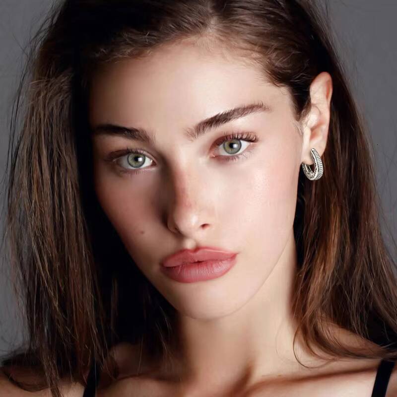 086CTW Micro Insert 14mm 12mm 1mm 08mm Moissanite 925 Sterling Silver Ladies Hoop Earrings for Wedding Engagement