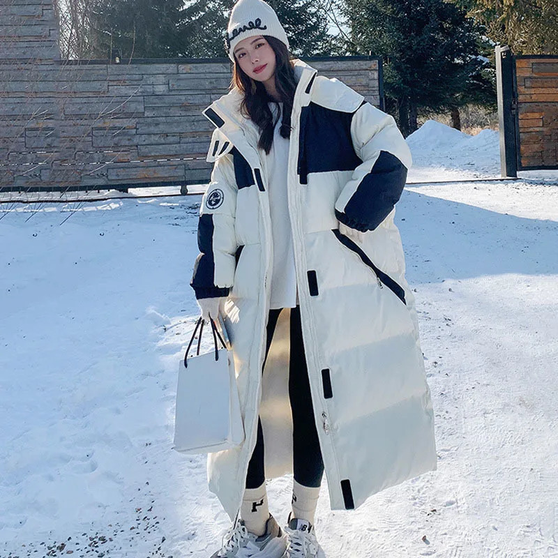 Winter Long Down Cotton Jacket Women Manteau Femme Hiver Loose Safari Style Thick Warm Hooded Parkas Female KneeHigh Coats 251027