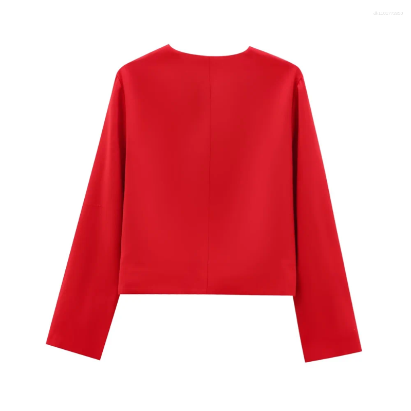 Women's Jackets Autumn European And American Style Loose Casual Simple Round Neck Long Sleeve Buckle Decoration Coat