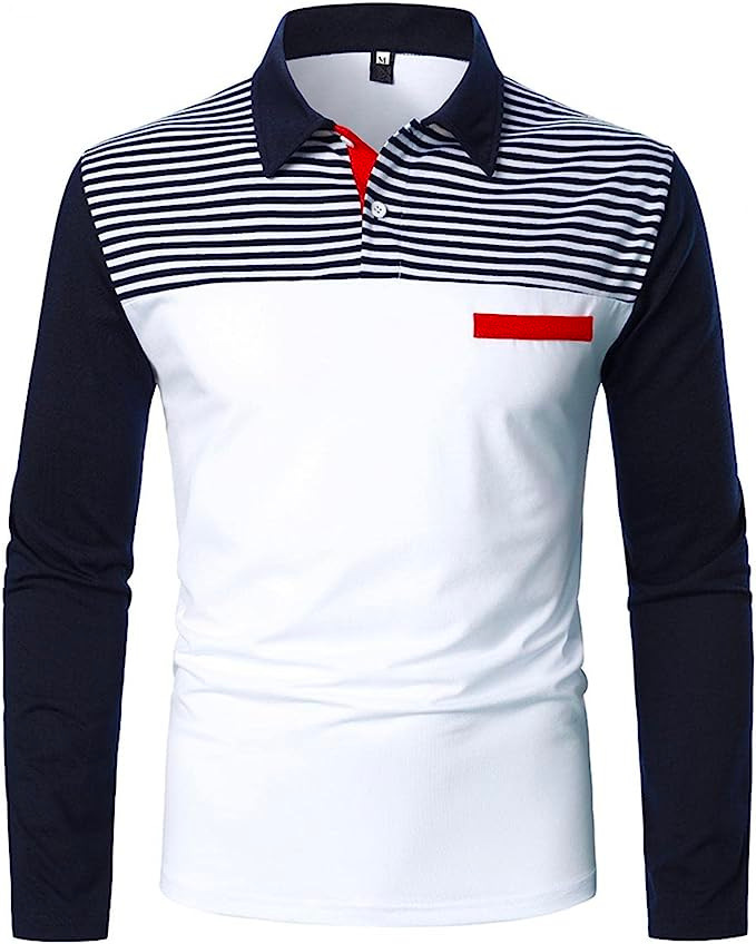 Fashion Zipper Decoration Machine Washable Polo Shirt 3D Print Patchwork Design Men's Long Sleeve Polo Fashion Casual