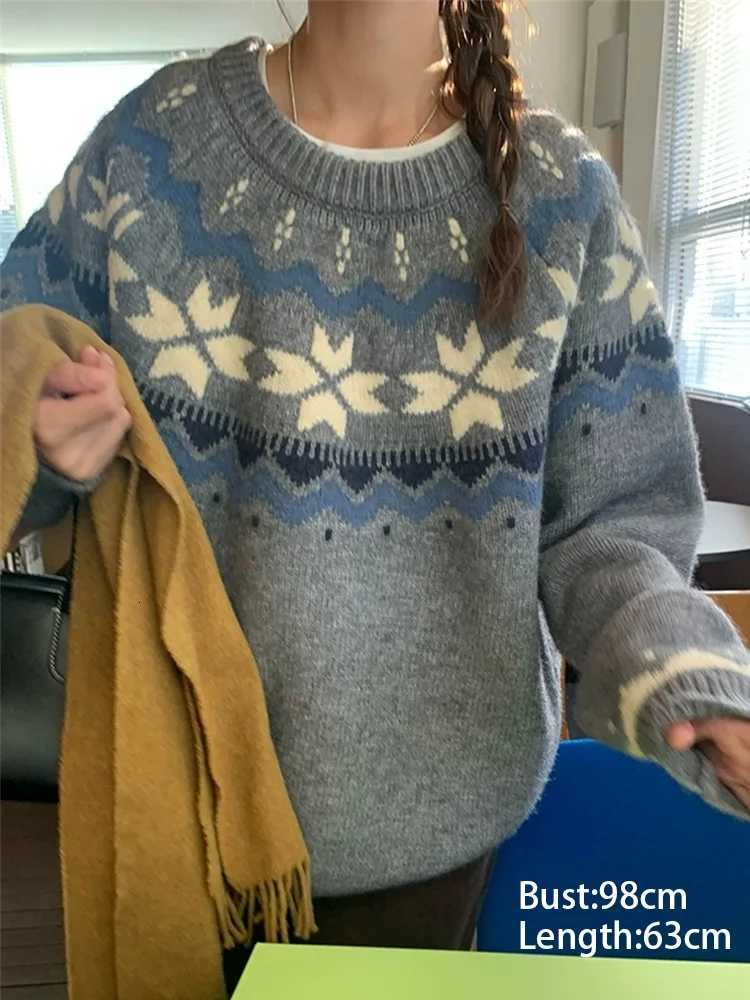 New Autumn Winter Printing Pullovers Knitted Sweater Women Casual Loose Long Sleeve Womens Sweaters Fashion Winter ClothesT251027