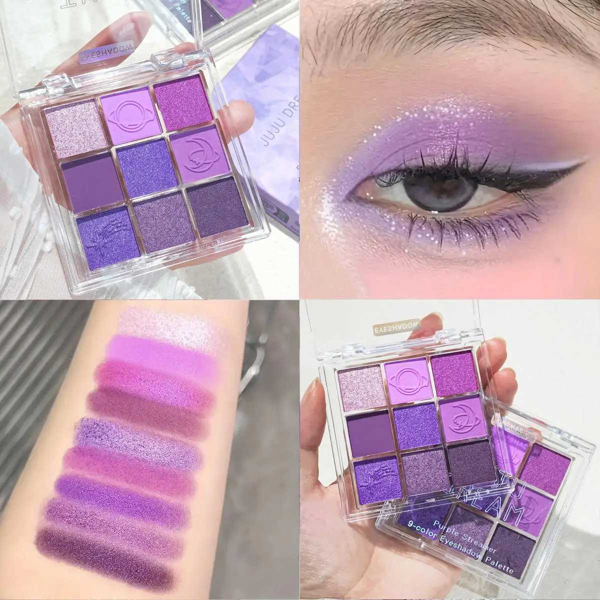 9 Colors Purple Smokey Eye Shadow Palette Makeup Highly Pigmented Eyeshadow Palette Dark Black Purple Long Lasting WaterproofXJ251027