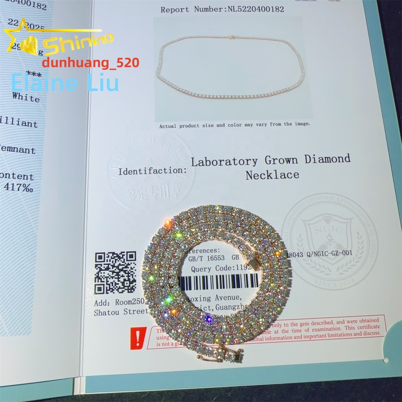 3mm Custom Luxury 10K Real Solid Gold Hip Hop Necklace Lab Grown Diamondhpht Tennis Chain