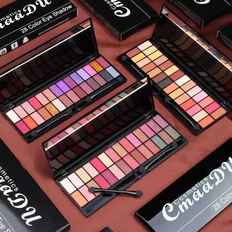 Matte Shimmer Eyeshadow Palette 28 Colors Waterproof Long Lasting Professional Makeup Kit With Dual Ended BrushXJ251027