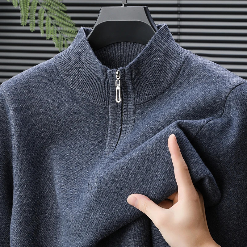 Sweatwear Mens Turtlenecks Sweaters Knit Pullovers Solid Color Long Sleeved Sweater Male Oversize Zipper Basic Coats Jumper 251016