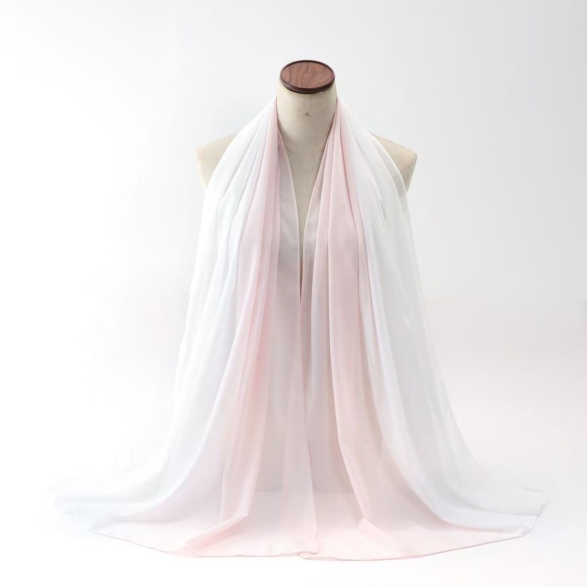 T2174 summer new solid color gradient Malay Indonesian cotton headscarf monochrome wide chiffon scarf