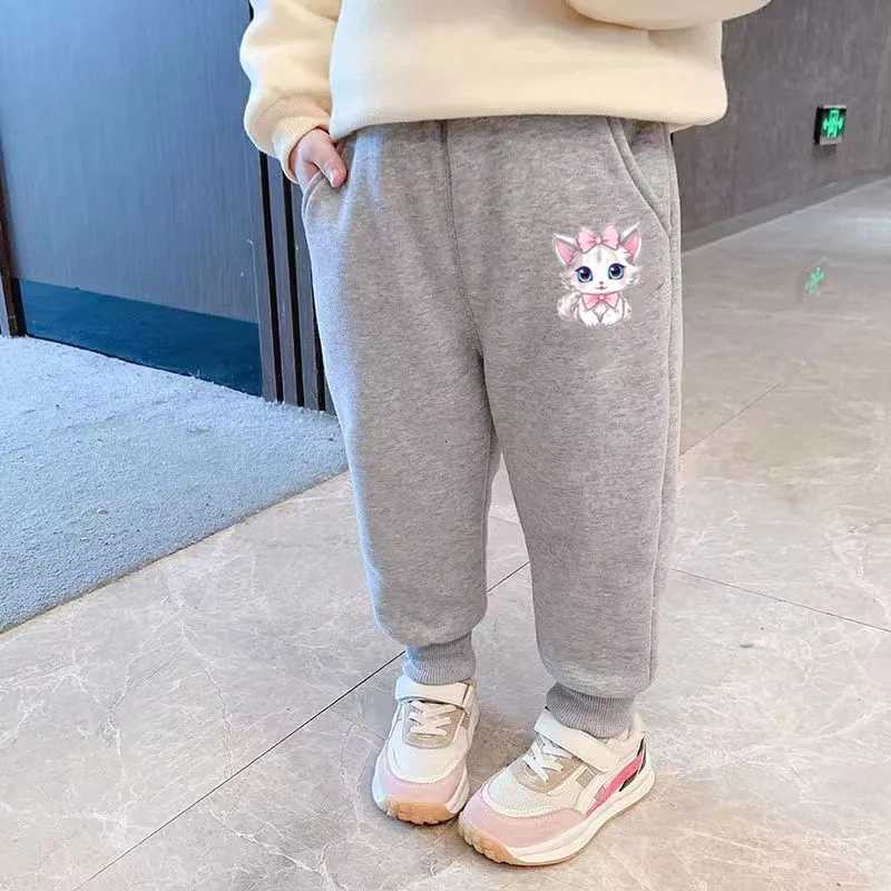 Children Cute Cat Print Sweatpants for Girls Casual Pant Kids Student Loose Sports Pants with Pockets Kids Trousers 314YT251027