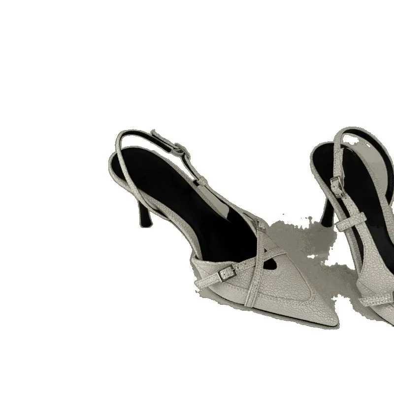 Spring Summer Beige High Heels Womens Pointed Toe Mules Thin Heel Cover Toe Sandals Fairy Style Single Shoes for SkirtsXJ251027