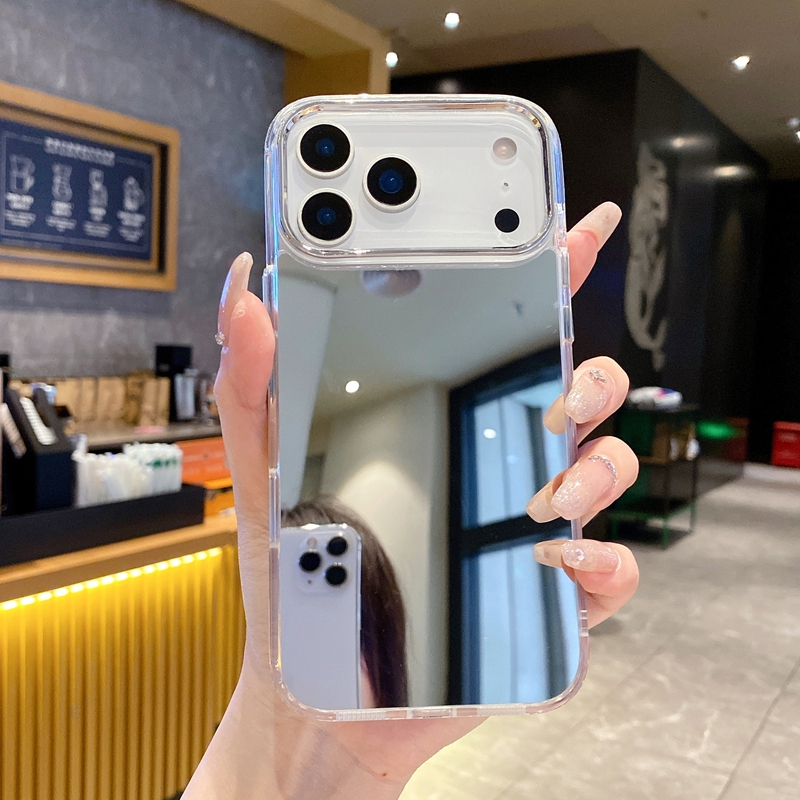 Bling Mirror Cases For Iphone 17 Air 16 15 Plus 14 Pro Max 13 12 11 X XS XR Iphone17 Crystal Fashion Luxury Soft TPU Hard PC Make UP Phone Back Cover 