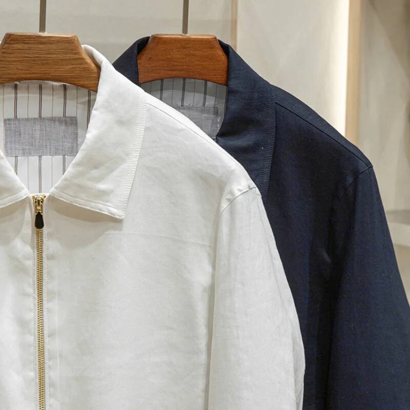 Men's Spring/Summer Casual Thin Style Simple Collar Linen Jacket Coat