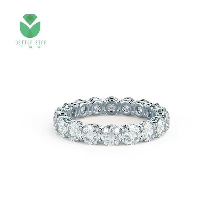 Cheap High Quality Pave Lab Diamond Ring 18 K White Gold Real CVD Diamond Finger Rings for Women Synthetic Diamond Ring