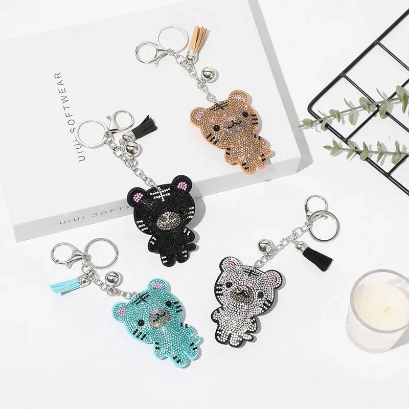 Adorable Rhinestone - decorated Tiger Key Accessories, Trendy Choice