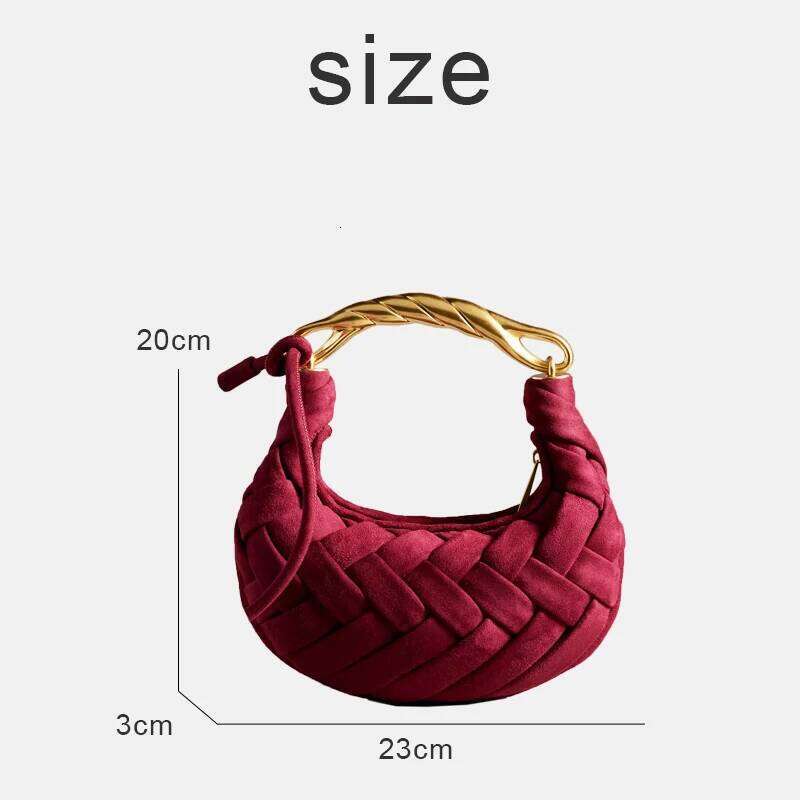 Vintage Faux Suede Hand-Woven Slim Shell Bags For Women Designer Handbag Purse 2025 New In PU Metal Handle Small Shoulder