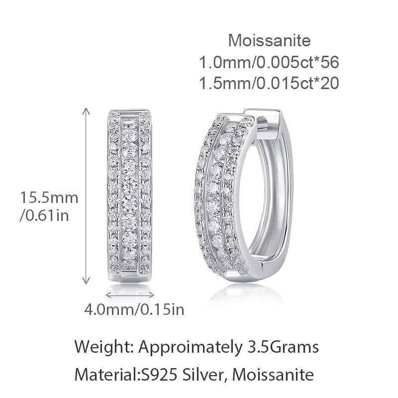 Three Layers Round VVS1 Clarity Moissanite Earrings Women Daily Wear Jewelry Hoop Earrings Hypoallergenic S925 Silver Earrings