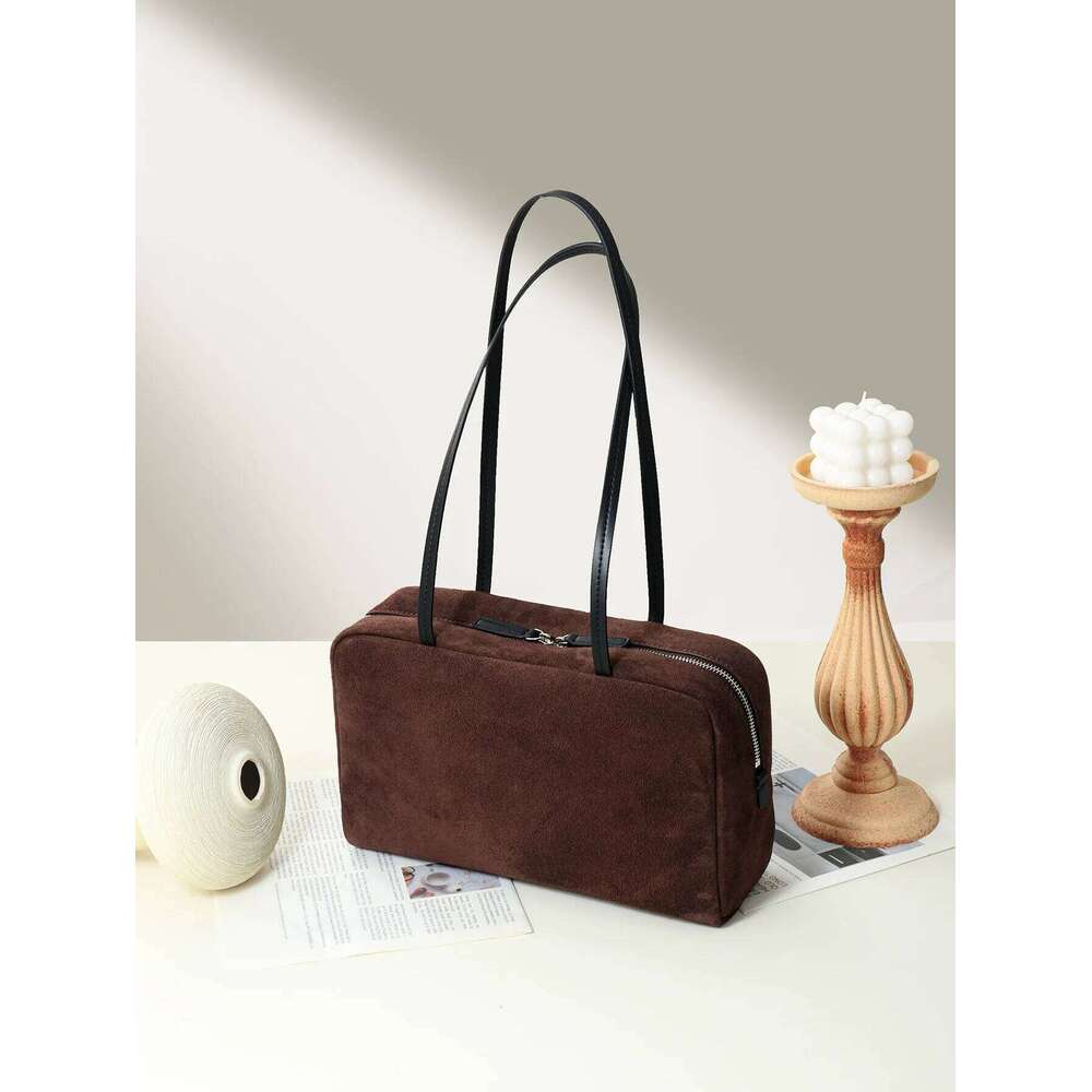 Designer Luxury Women S Handbag New Suede Bowling Briefcase Top Grain Leather Spacious Shoulder Handheld Tote Bag Versatile Chic
