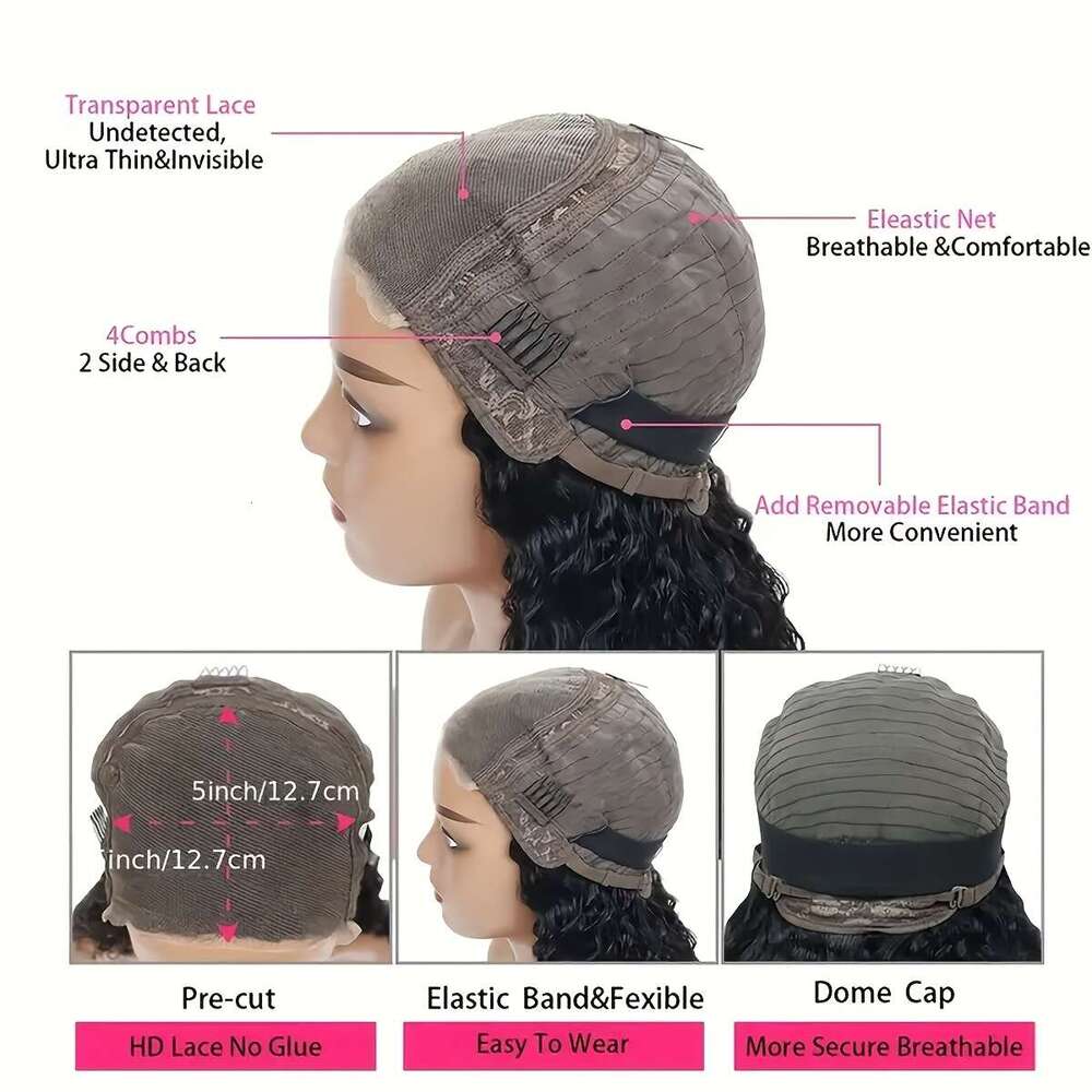 Body Wave Front 5X5 Transparent Lace Closure 180% Density Glueless Pre Plucked Wigs For Black Women Human Hair