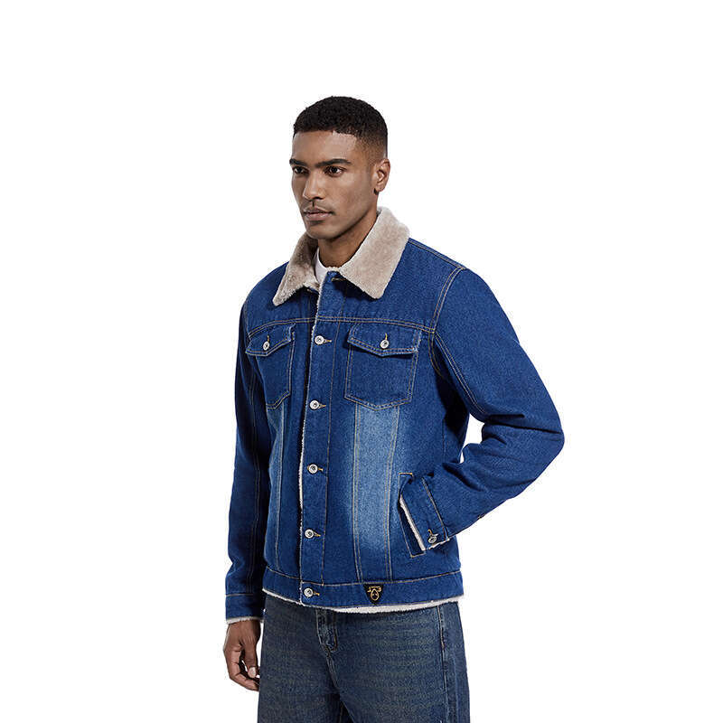 Men's Denim Jacket Autumn Winter Fleece Lined Casual Fashion Trend