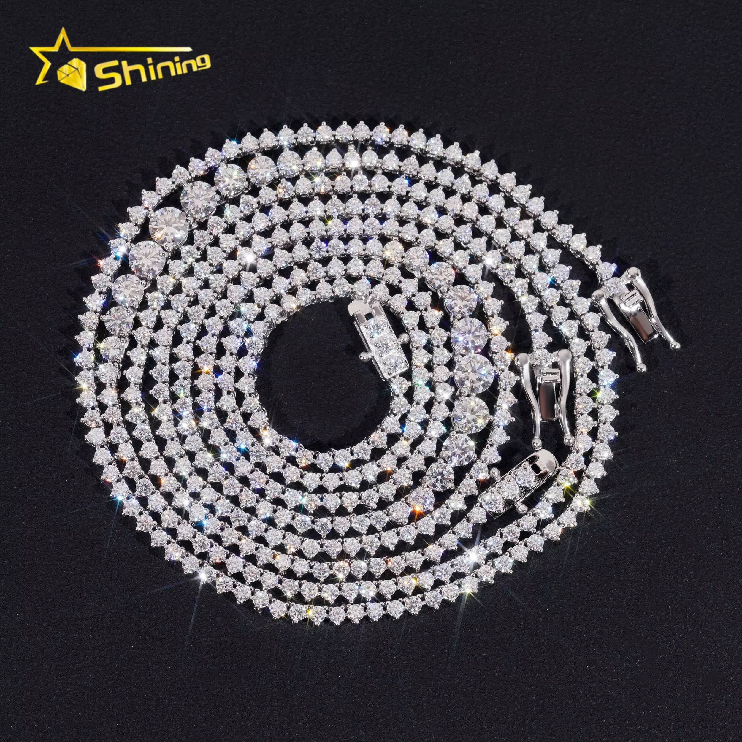Wholesale Price Necklace Silver 925 Vvs Moissanite Diamond Hip Hop Iced Out Jewelry Lab Diamond Tennis Chain