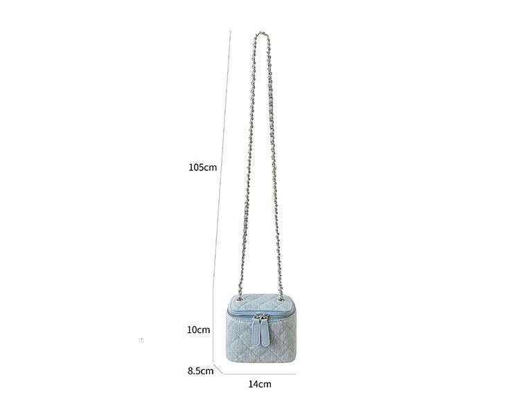 Designer Bags New Stylish Designer Mini Cowboy Crossbody - Quilted Vintage Denim Purse with Chain Strap, Women's Casual Box Bag