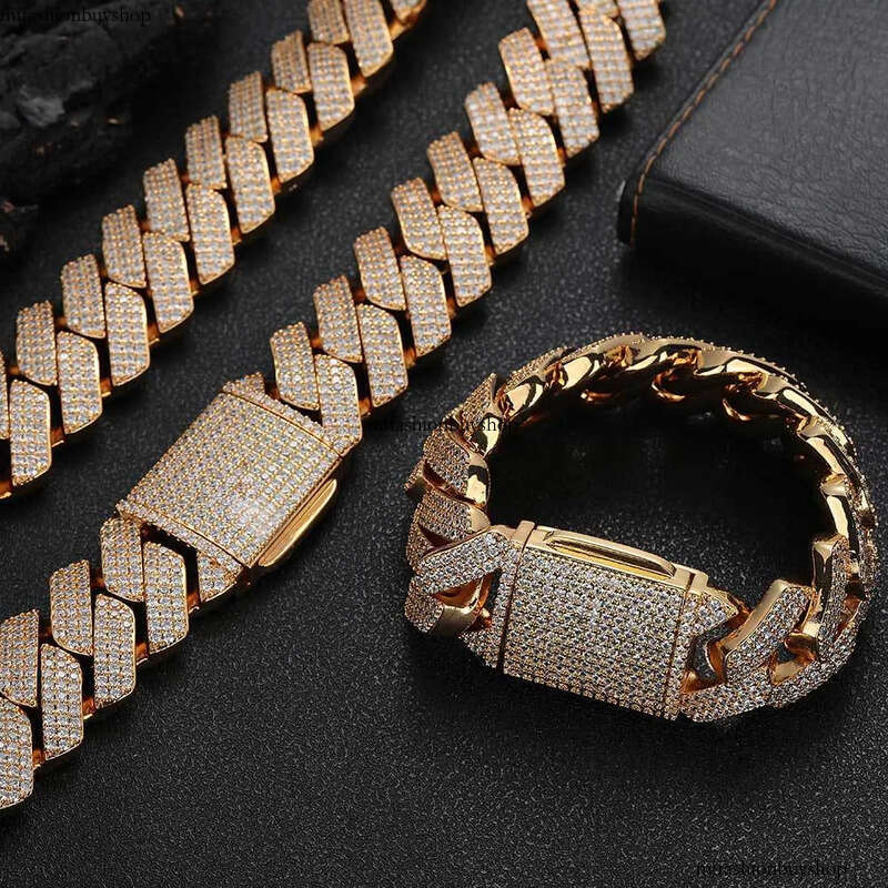 25mm Hip Hop Cuban Bracelet Gold Plated Iced Out 5A Zircon Necklace Heavy Thick Chain For Men aaa