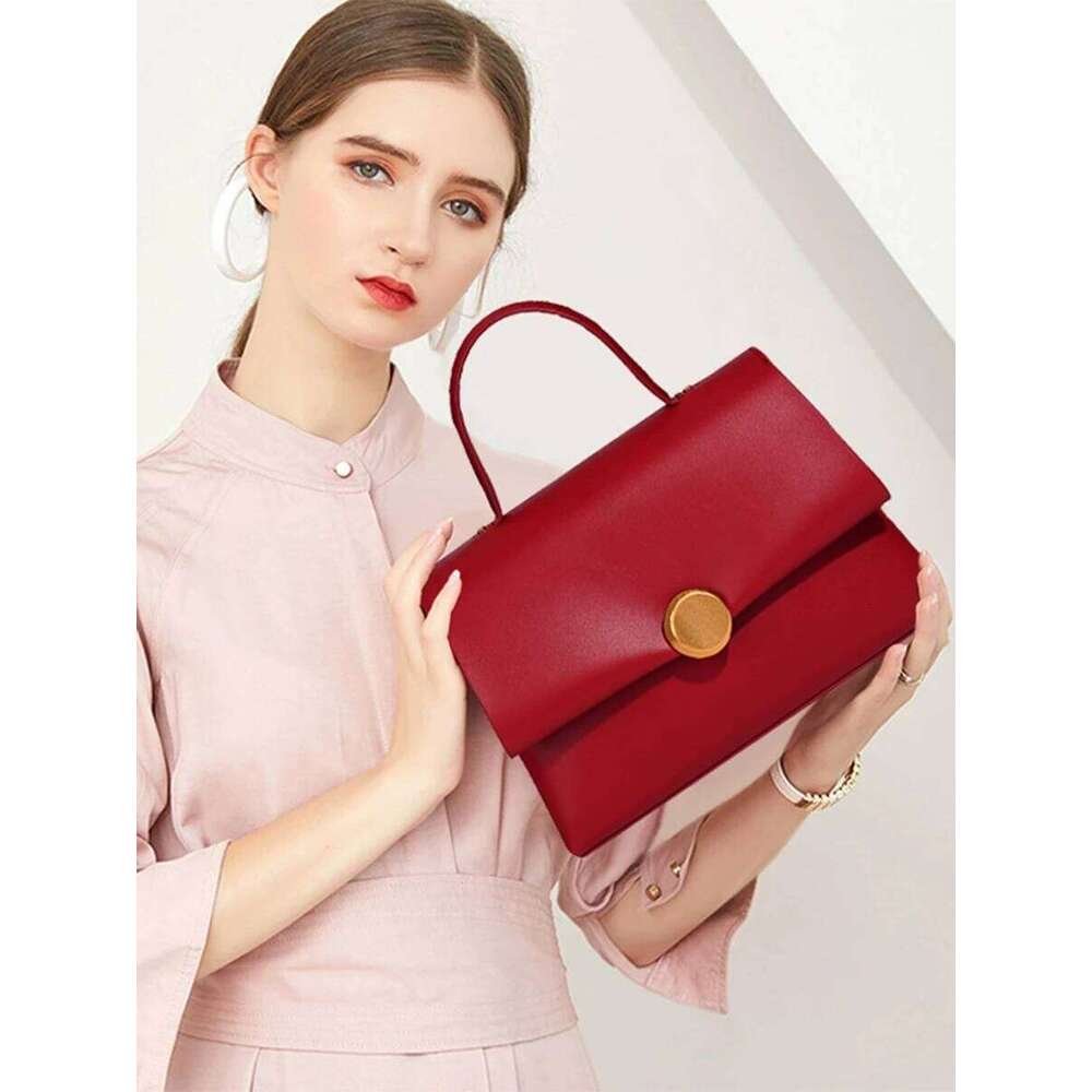 Red Wedding For Women 2025 New High-End Handbag Chic Buckle Bridal Lady Texture PU Crossbody Commuter Bag
