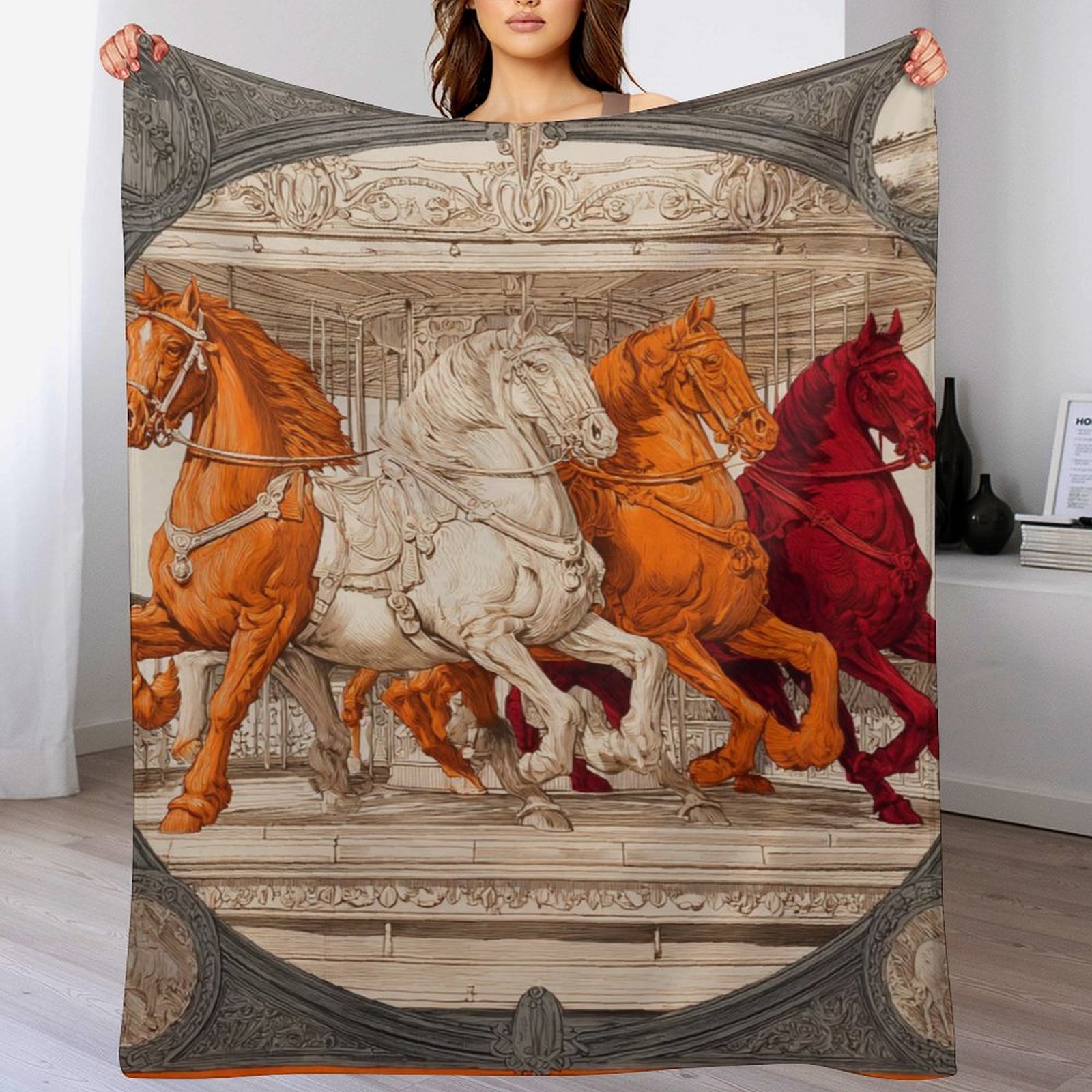 Custom H Designer Horse blanket blanket throw cashmere vibration blanket copert Home Travel Throw Summer Air Conditioner Beach home bedding blankets t