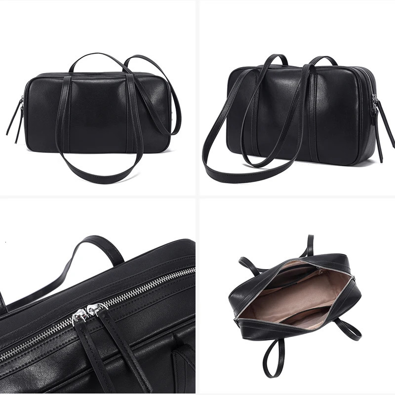 Womens Cow Genuine Leather Shoulder Bags Ladies Fashion er Handbags Female Retro Commute Boston Cowhide Handbag 251027