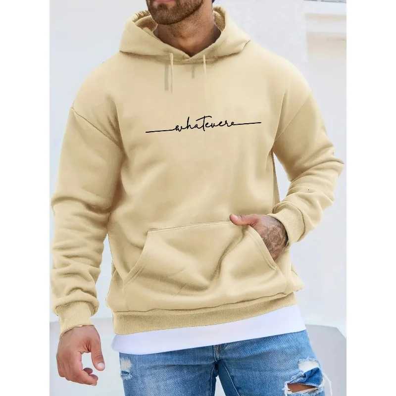 Mens long sleeved hooded sweatshirt with single letter print loose casual fashionable autumn and winter W251027