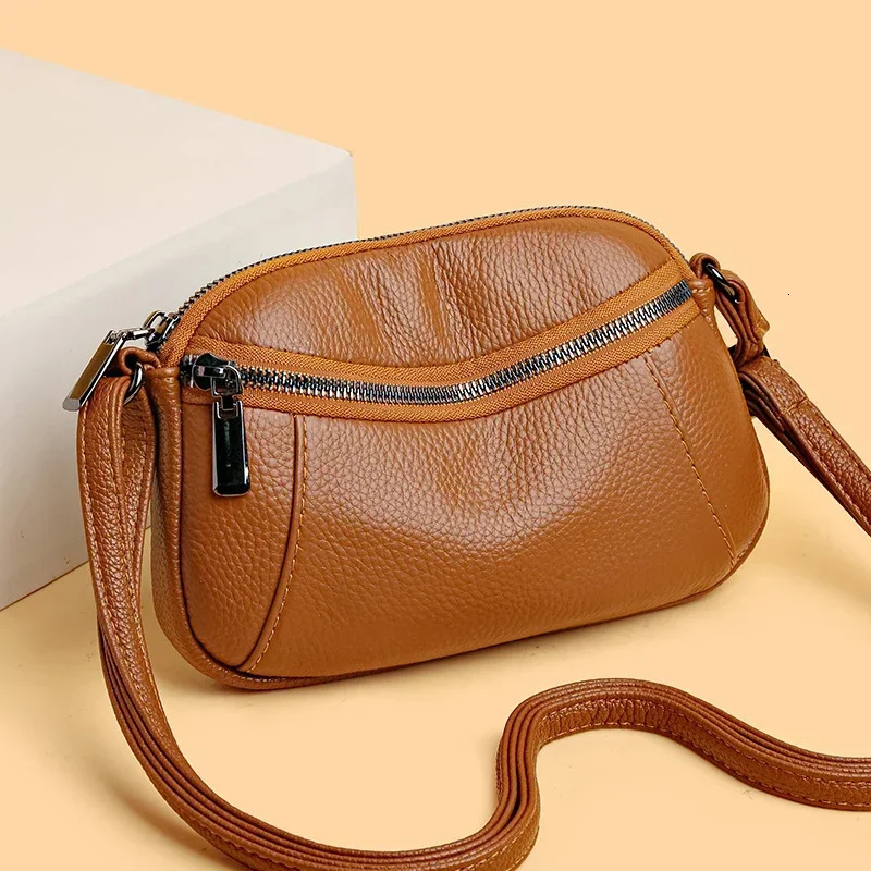 Solid Color Cowhide Sac Fashion Female Crossbody Tote Soft Genuine Leather Handbag Fashion Women Shoulder Messenger Bag 251027