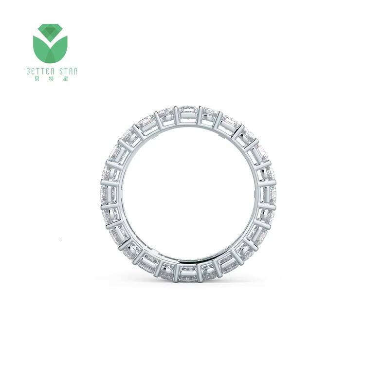 Luxurious Pave Lab Grown Diamond White Gold Ring IGI Certified Oval Emerald Shape Lab Created Diamond Wedding Ring Fine Jewelry