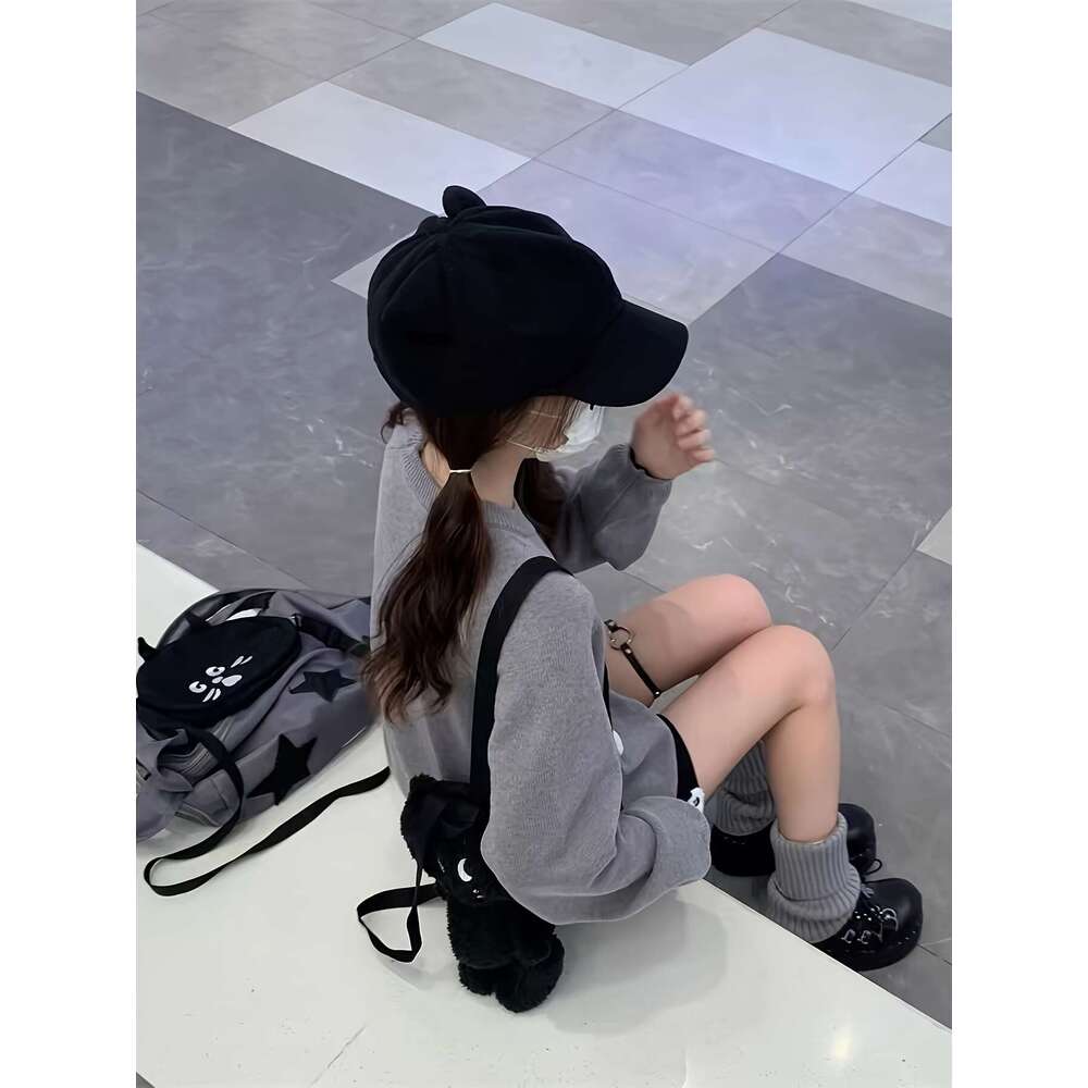 Women's Cute Cat & Color Block Sweater - Soft Mid-Stretch Long Sleeve Pullover, Loose Fit Round Neck Cozy Fall Winter Casual Chic Autumn Fashion,